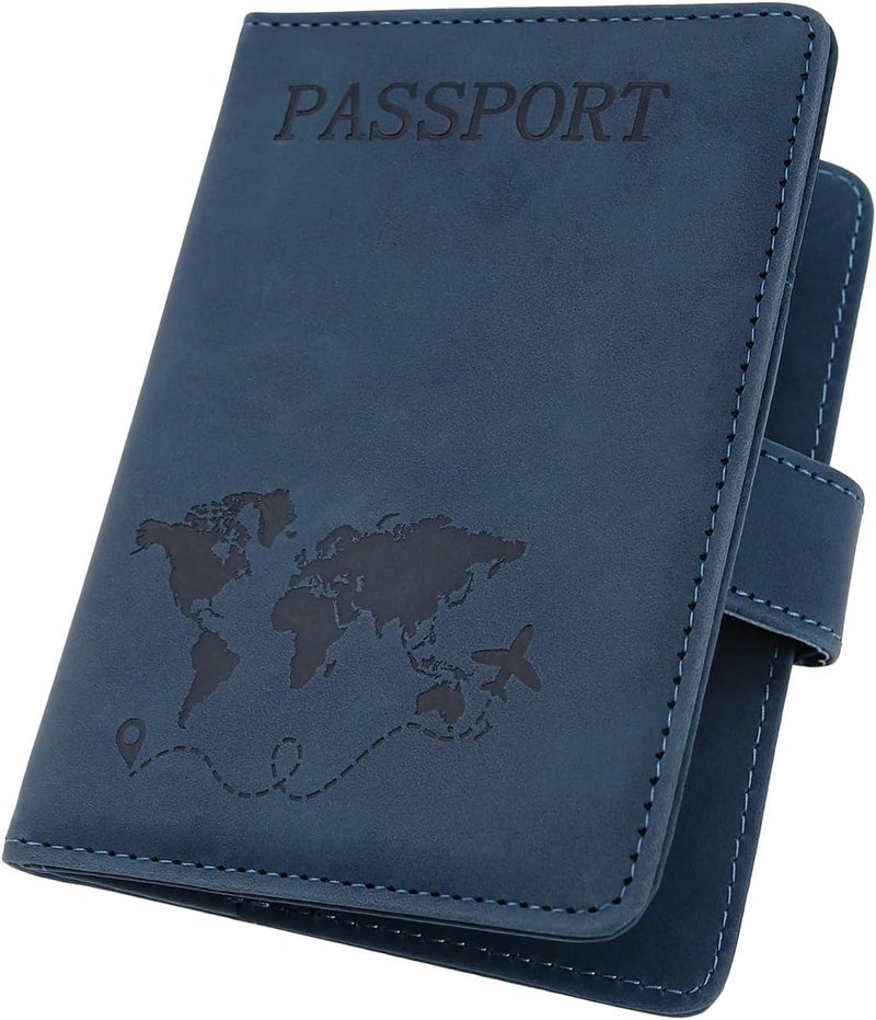 ILIYAH -Passport Cover-Passport Holder Travel Wallet-RFID Blocking Passport Case Travel Accessories Card Holder Wallet Unisex Travel Gifts(Navy) - Image 1